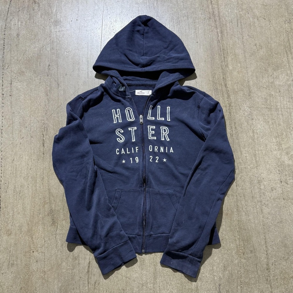 Hollister Hoodie Teens Small Blue Full Zip Fleece California 1922 Sweatshirt